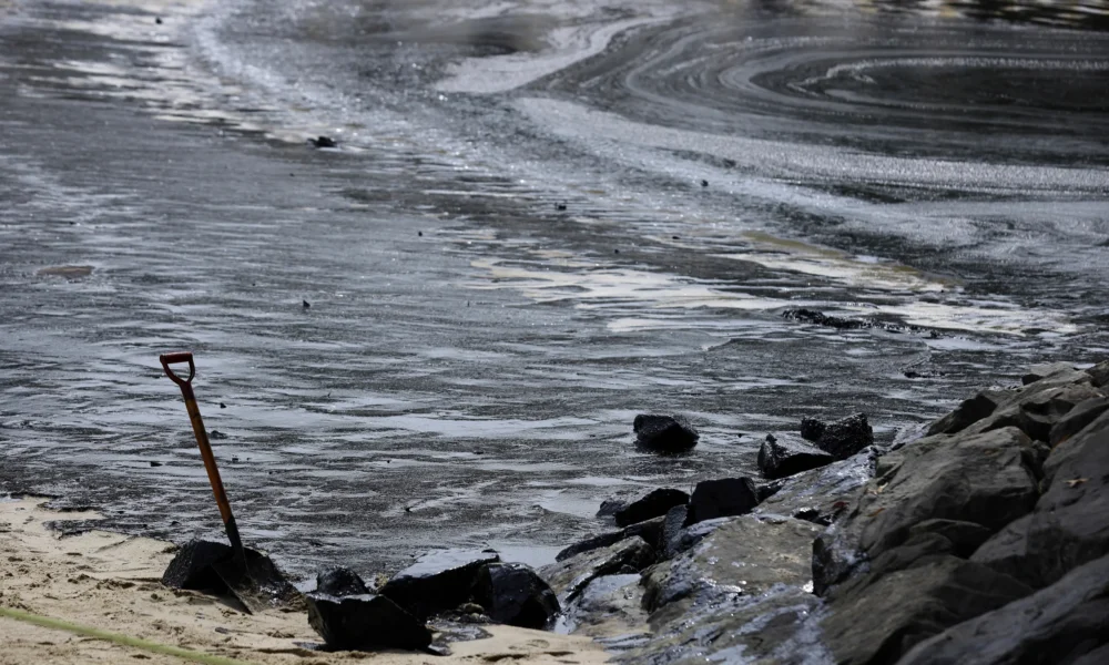 The oil that spill on Sentosa Tanjung Beach in Sunday June 16 2024.